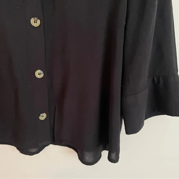 H&M semi sheer black button down collared  shirt / blouse 2 - Picture 3 of 8